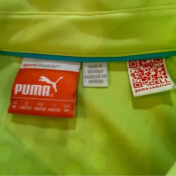 Puma Men's Short Green Blue Striped Dry Cell Button Shirt Sz M - Picture 5 of 12